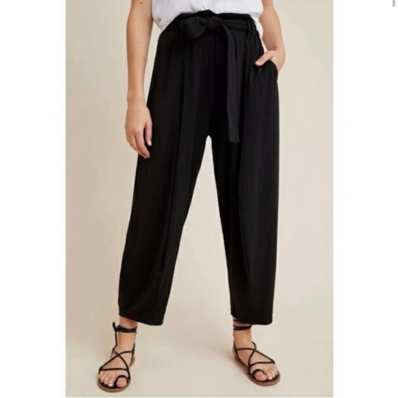 Anthropologie Women’s Black Stretchy Wide Leg Baggy Pull On Pants - Picture 1 of 10